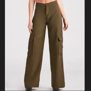 Windsor Olive Keep It Cool Wide-Leg Cargo Trouser Pants XS NEW!